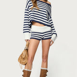 Saphi Striped Foldover Knit Shorts