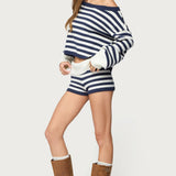 Saphi Striped Foldover Knit Shorts