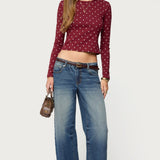 Daliya Polka Dot Long Sleeve Top