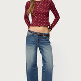 Daliya Polka Dot Long Sleeve Top