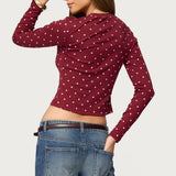Daliya Polka Dot Long Sleeve Top