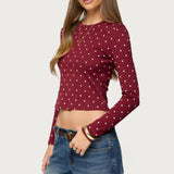 Daliya Polka Dot Long Sleeve Top
