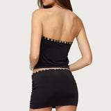 Giana Iridescent Strapless Cowl Neck Top