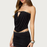 Giana Iridescent Strapless Cowl Neck Top