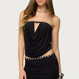 Giana Iridescent Strapless Cowl Neck Top