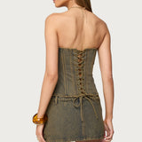 Camelia Strapless Denim Corset
