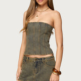 Camelia Strapless Denim Corset