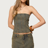 Camelia Strapless Denim Corset