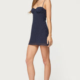 Polka Dot Cupped Chiffon Mini Dress