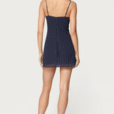 Polka Dot Cupped Chiffon Mini Dress