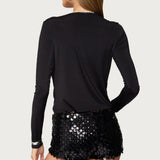 Draped V Neck Long Sleeve Top