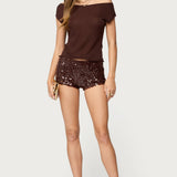 Holly Glitter Off Shoulder Top