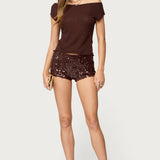 Stajey Sequin Micro Shorts