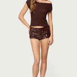Holly Glitter Off Shoulder Top