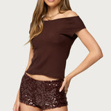 Holly Glitter Off Shoulder Top