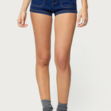 Saren High Rise Denim Micro Shorts