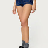 Saren High Rise Denim Micro Shorts