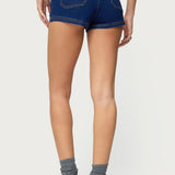 Saren High Rise Denim Micro Shorts
