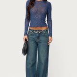 Anari Rhinestone Mesh Top