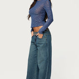 Anari Rhinestone Mesh Top