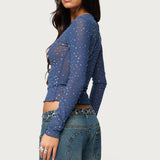 Anari Rhinestone Mesh Top