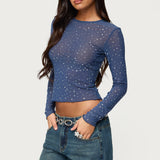 Anari Rhinestone Mesh Top