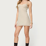 Polka Dot Cupped Chiffon Mini Dress