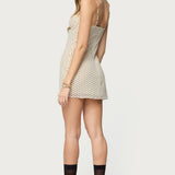 Polka Dot Cupped Chiffon Mini Dress