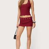 Havana Grommet Ribbed Halter Top