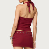 Havana Grommet Ribbed Halter Top