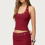 Havana Grommet Ribbed Halter Top