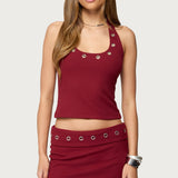 Havana Grommet Ribbed Halter Top