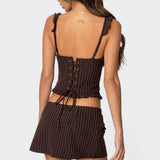 Colleen Ruffled Pinstripe Corset