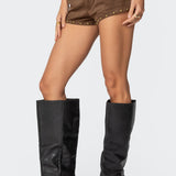Studded Faux Suede Micro Shorts