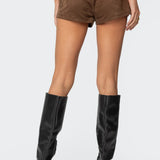 Studded Faux Suede Micro Shorts