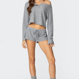 Teddy Cropped Waffle Top