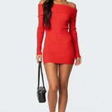 Evi Fold Over Knit Mini Dress