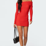 Evi Fold Over Knit Mini Dress