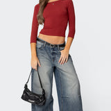 Mary Quarter Sleeve Wide Neck Top