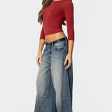 Mary Quarter Sleeve Wide Neck Top