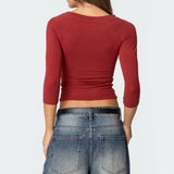Mary Quarter Sleeve Wide Neck Top