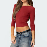 Mary Quarter Sleeve Wide Neck Top
