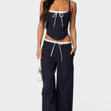 Pinstripe Peekaboo Drawstring Corset