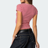 Kady Striped Henley T Shirt