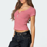 Kady Striped Henley T Shirt