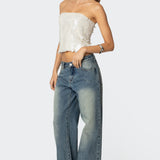 Samara Sequin Strapless Top