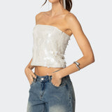 Samara Sequin Strapless Top