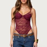 Strappy Sheer Lace Bodysuit