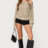 Charlo Off Shoulder Shiny Knit Top