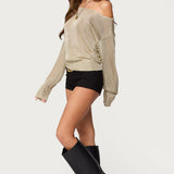 Charlo Off Shoulder Shiny Knit Top